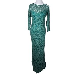 MARINA Teal Lace Long Dress